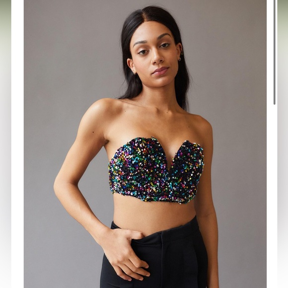 NWT Urban Outfitters Gold Sequin Sleeveless Crop Top - Picture 8 of 16